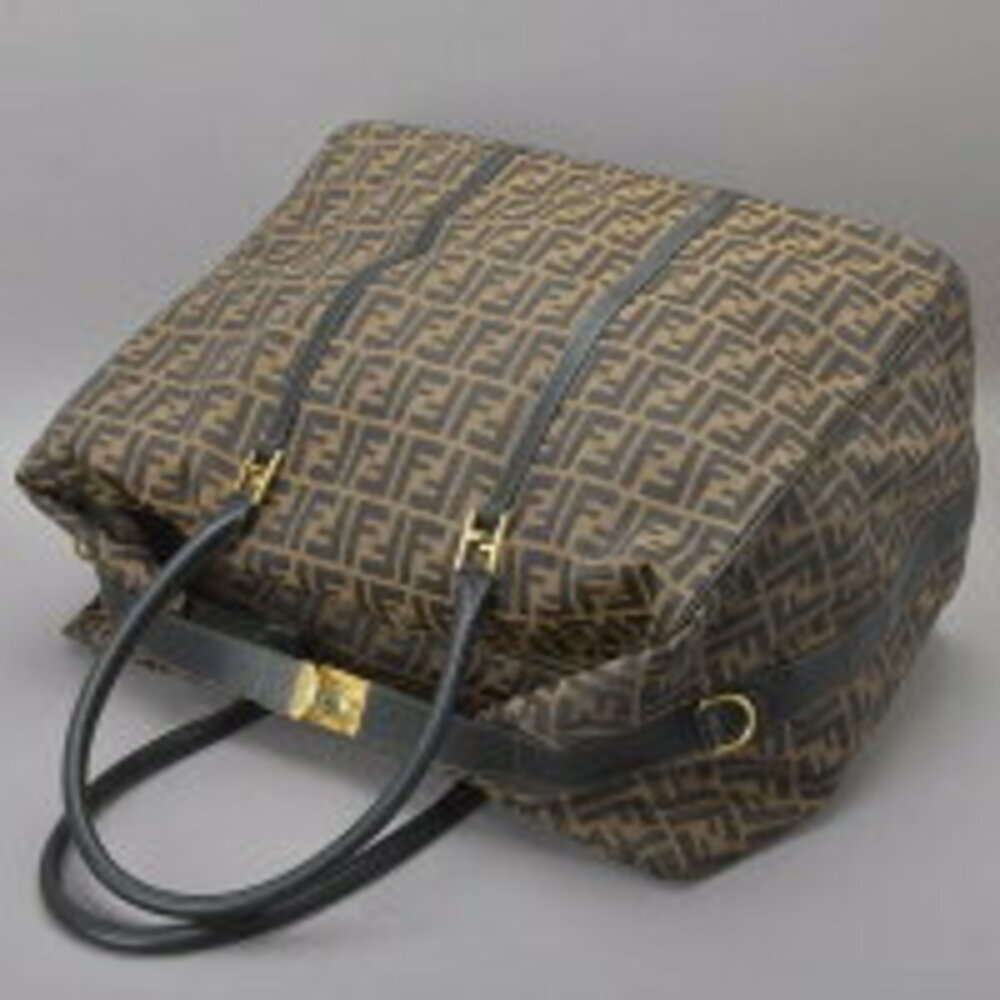 FENDI Zucca Boston bag shoulder lock jacquard leather brown black - Picture 6 of 10